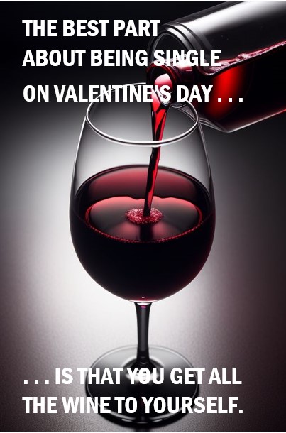 The best thing about being single on Valentine's Day is that you get all the wine to yourself.
